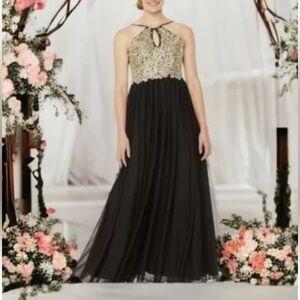 My Michelle Black Lace Sequined Prom Cocktail Wedding Evening Dress Size 7